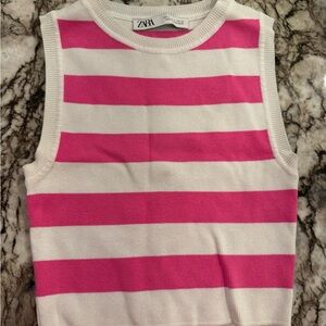Zara Pink and White Striped Top